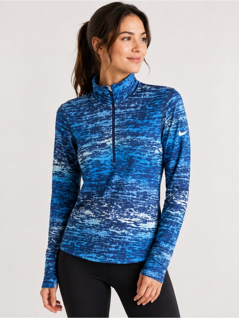 Nike Dri-FIT Brushed Half Zip Running Pullover Blue Size S